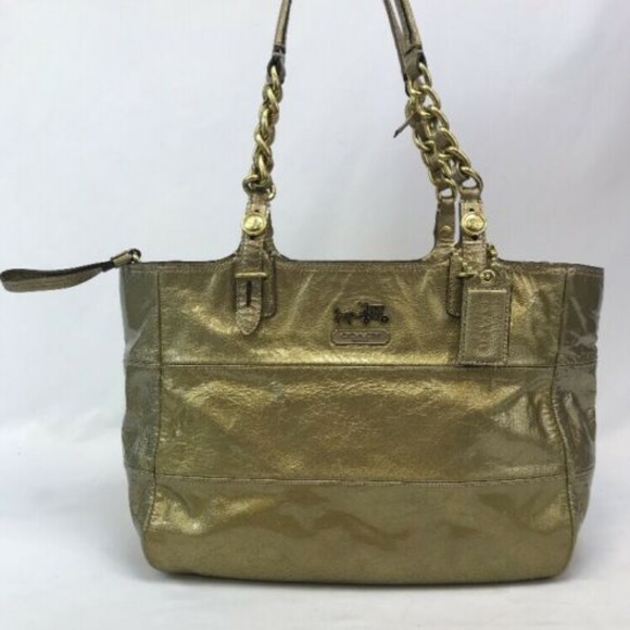 Coach gold genuine leather Madison Tribeca tote damaged - Picture 8 of 9